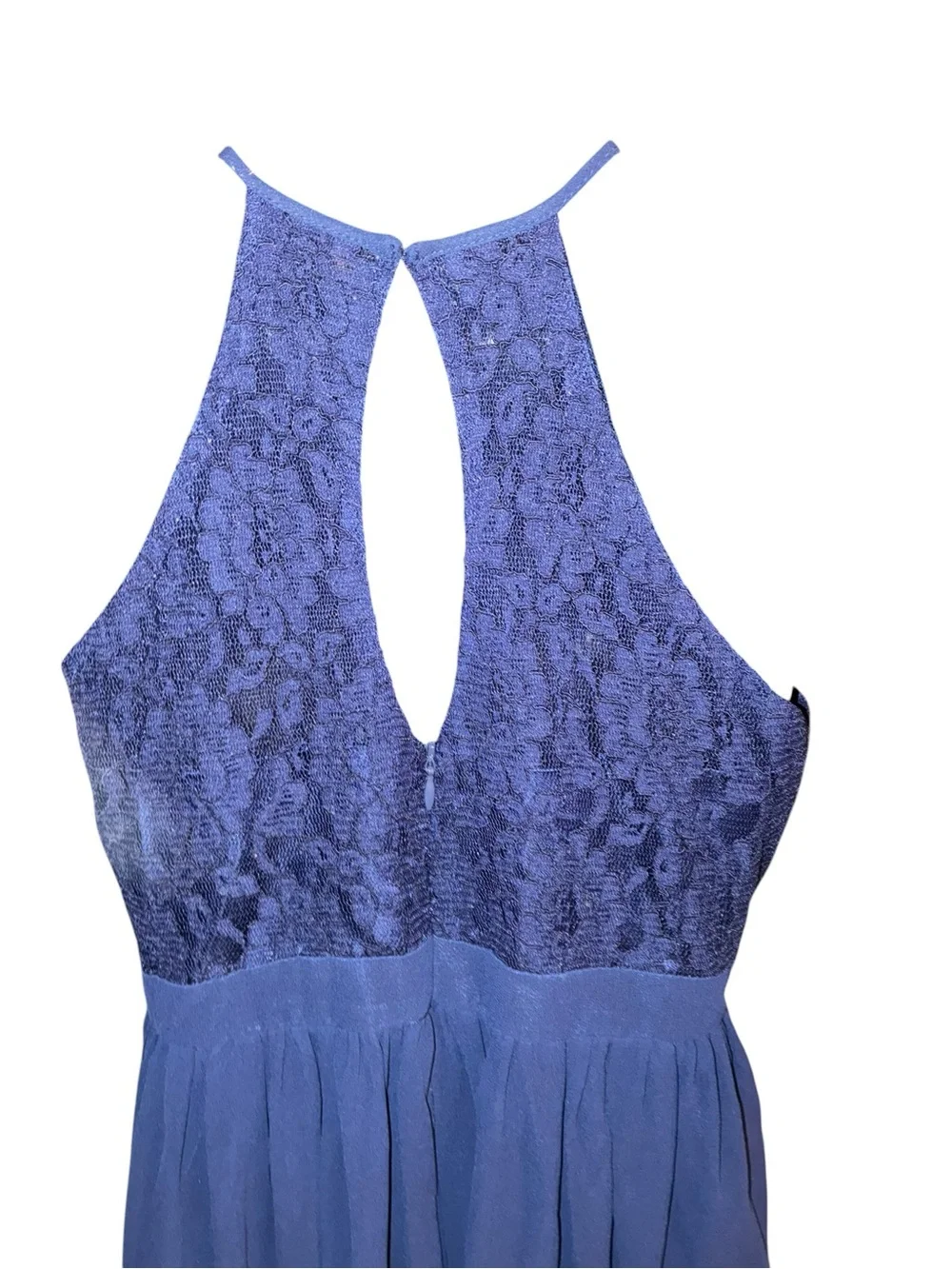 Navy Halter Lace & Chiffon Maxi Dress
